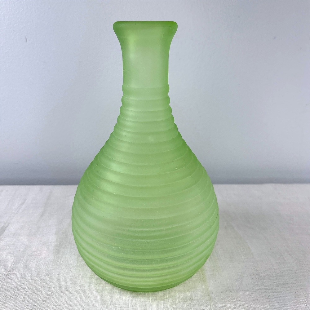 Vintage Frigidaire Uranium Glass Frosted Water Carafe Vase